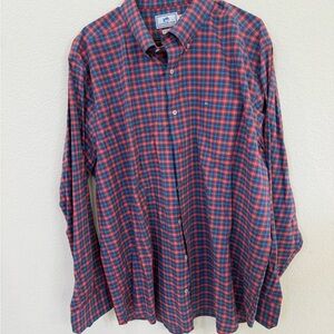 Southern Tide Men's Red & Blue Plaid Button-Down Shirt